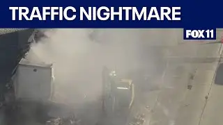 Big rig fire shuts down 15 Freeway in San Bernardino