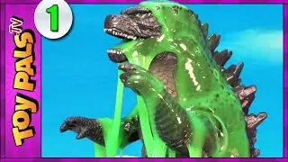 Godzilla vs Dinosaurs E1 - Birth of GODZILLA Hatching in SLIME SURPRISE EGGS