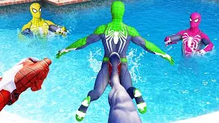 GTA 5 Colorful Spiderman Pool Jumps Fails (Ragdolls/Funny Moments) #3