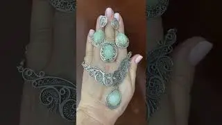 ОГОНЬ!!! ГИДРОГРОССУЛЯР+ФИЛИГРАНЬ! Колье, кольцо и серьги  из серебра . Каталог Циркон С  Цены👇