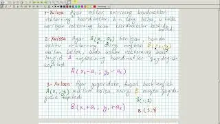 Vektorlarning koordinatlari. Geometriya 8-sinf. 55-dars