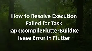 How to Resolve Execution Failed for Task :app:compileFlutterBuildRelease Error in Flutter