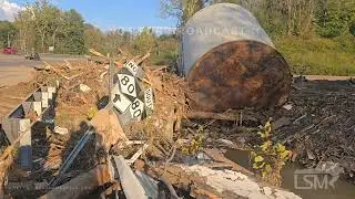 10-04-2024 Yancey County, NC - Catastrophic Flooding Damage - Huge Debris - Mangled Vehicles