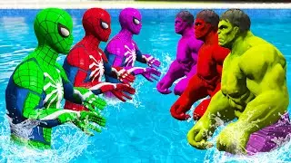 GTA 5 Water Ragdolls Rainbow Spiderman vs Team Hulk Jumps/Fails (Euphoria Physics) #3