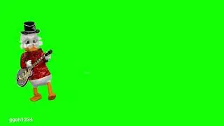 Royalty Free Scrooge Mcduck or Grandpa Duck Rock on stage in green screen