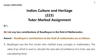 Nios Class 10th Indian Culture And Heritage (223) Solved TMA Solution (October 2024)