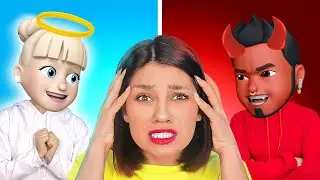 ANGEL VS DEMON CONTROL ME || Emoji Characters in Real Life! Good and Evil Rule by 123 GO! SCHOOL