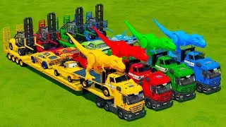 TRANSPORTING DINOSAURS, TRUCKS & SPORTS CARS WITH HAULER TRUCKS! Farming Simulator 22