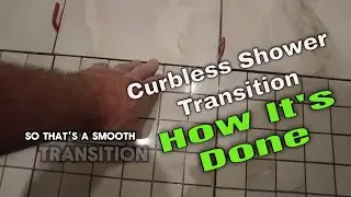 Curbless shower Transition, EASY. Mosaic tile hack.