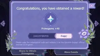 LIMITED!! NEW REDEEM CODE 40 Free Primogems Genshin Impact Web Event