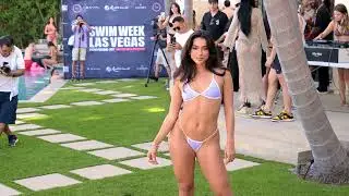 Model Janet Valdez walks at the ArtHeartsFashion Vegas Swim Week Casting in LA, CA