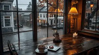 Rainy Autumn Cafe Ambience with Smooth Jazz Background Music & Rain Sounds for Study, Work, Relax🍂☕️