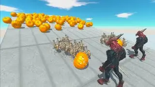 SKELETON ARMY Runs Away from Pumpkin Avalanche (Animal Revolt Battle Simulator)