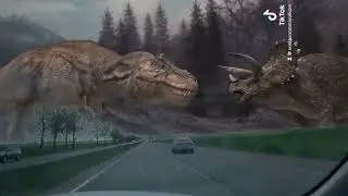 I see dinosaur from my car! Life on our planet dinosaurs! My jurassic park realistic dinosaurs!