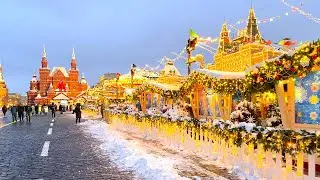 Walking tour - Magic Christmas - Red Square - Moscow 4k, Russia - HDR