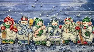 #87. Вышивка/ Janlynn 56-107 - Snow Friends Ornaments/ Готовая работа
