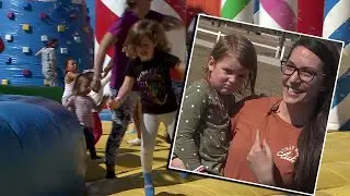 Kid has priceless reaction to worlds largest bounce house in Florida