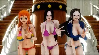 [MMD One Piece] Ahegao Beamax Challange (Boa Hancock Nami Nico Robin)