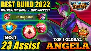 ANGELA TOP 1 GLOBAL + SET EMBLEM & BUILD 2022 | 💯% BEST SUPPORT By Game House #mobilelegends