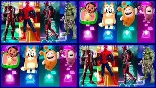 Tiles Hop EDM Rush:Cocomelon __ Bluey Bingo __ Oddbods __ Spiderman __ Deadpool __ Hulk