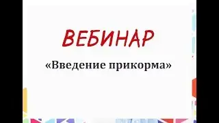 Вебинар «Введение прикорма» 29.05.2018 г.