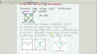 Kvadrat va uning xossalari. Geometriya 8-sinf. 11-dars