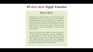 Js Click Show More Toggle Function  and also Responsive