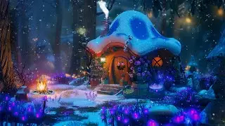 Relax and Enjoy w/ Magical Mushroom House | Winter Forest Music & Ambience ❄️ Snowy, Campfire Sounds