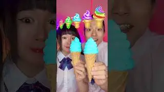 Rainbow Ice cream Emoji Challenge ASMR🍦🥵 
