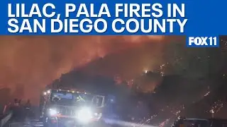 Crews battle fires along 15 Fwy in San Diego County