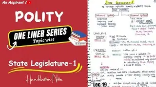 One Liners (Topic wise) || Indian Polity || State Legislature(Part-1) — Lec.19 || An Aspirant !