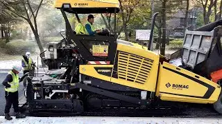 Amazing Korean Road Construction Process. New Asphalt Driveway Machinery Technology