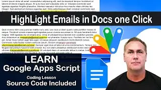 Apps Script Lesson Select Emails using Regex on Doc Body text apply style for highlighting selection