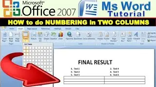 NUMBERING IN 2 COLUMNS II HOW to do NUMBERING in TWO COLUMNS using Microsoft Word I MS Word Tutorial