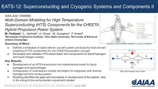 MultiDomain Modeling for Superconducting Components - 2021 Electric Aircraft Technologies Symposium