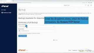 How to generate a cPanel backup and sent it to FTP Server with CloudSpace