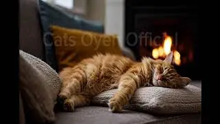 Kucing Mendengkur Tidur dan Perapian Nyaman (ASMR) #relax #cats #asmr