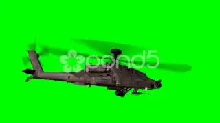 Armed Helicopter Ah-64 Apache In Fly - Green Screen