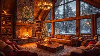 Warm Crackling Fireplace & Relaxing Christmas Jazz Music 🎄 Winter Cozy Christmas Ambience for Unwind