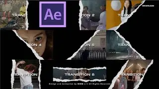 9 Torn Paper transitions After Effects project file