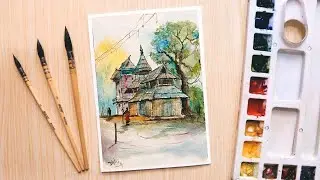 Simple Landscape Painting With This Watercolour #watercolor  #drawing #foryou  #artwork