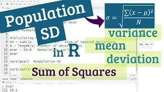 Population Standard Deviation in R - Sum of Squares, Variance, SD in RStudio