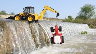 Bruder Tractor Accident Big River Waterfalls Pulling Out JCB 5CX | Dump Truck | CS Toy