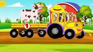 Animal Name & Sounds Learn Farm Animals for Kids Tractor Pulling Farm Animals