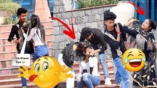 Closing Girls Eyes And Kissing Prank On Girl's 🤩Part -2||funny prank video || Onpublicprank