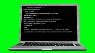 MacBook‎ with scrolling hacker text - green screen