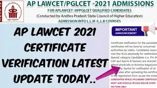 AP LAWCET 2021 Certificate verification started/APLAWCET 2021 Certificate verification latest update