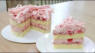 ТОРТ БИСКВИТНЫЙ КЛУБНИЧНЫЙ! КЛУБНИКА СО СЛИВКАМИ! ОЧЕНЬ ПРОСТОЙ