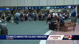 Travelers braving Orlando's Labor Day traffic, crowds