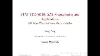 SAS - 7B - More Ways to Create Macro Variables